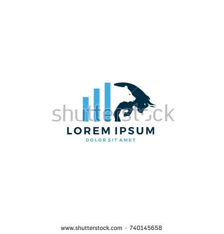 450x470 Bear Bull Chart Bar Statistic Logo Vector Icon Template