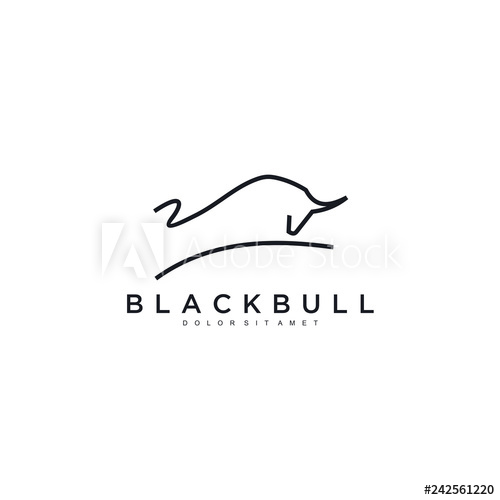 500x500 Charging Bull Line Toro Art Outline Monoline Linear Logo Vector