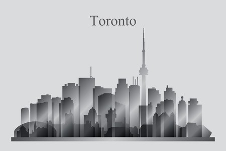 450x300 Toronto City Skyline Silhouette In Grayscale, Vector Illustration