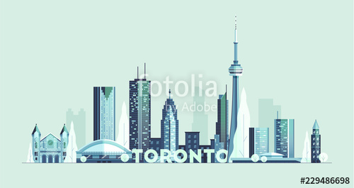 500x265 Toronto Skyline Canada Big City Silhouette Vector Stock Image