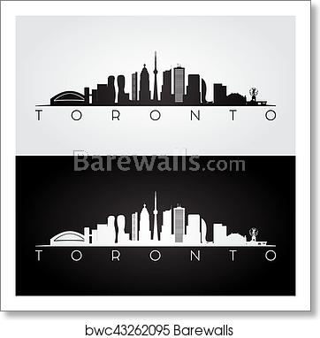 362x382 Toronto Skyline Silhouette, Art Print Barewalls Posters Prints