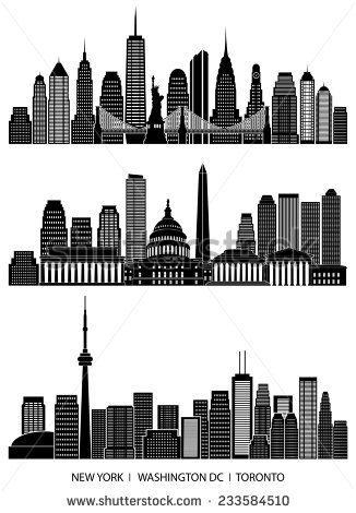 326x470 City Skyline Detailed Silhouette Set