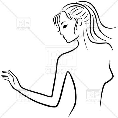 400x400 Outline Of Young Beautiful Woman Torso Vector Image Of People