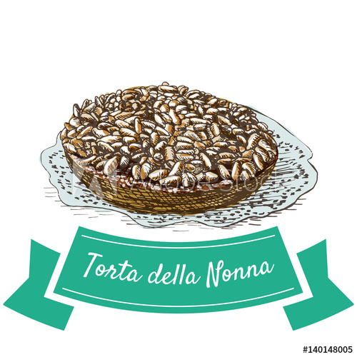 500x500 Torta Della Nonna Colorful Illustration