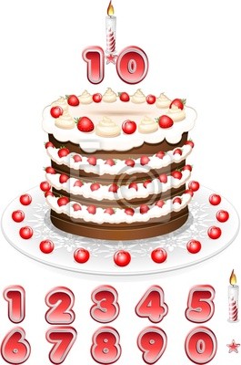 265x400 Torta Di Compleanno E Numeri Birthday Cake Elements Vector Sticker