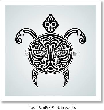 362x382 Vector Tortoise With Tiger Face On Its Shell, Art Print