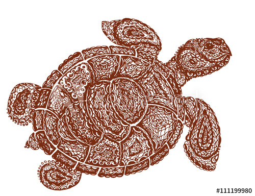 500x384 Sea Turtle Illustration In Paisley Mehndi Style The Tortoise