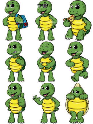 324x432 Turtle Wearing Backpack Cartoon Clipart Vector