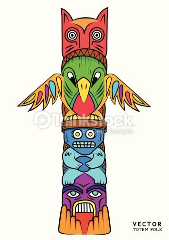 348x492 A Bright And Colourful Totem Pole Vector Illustration