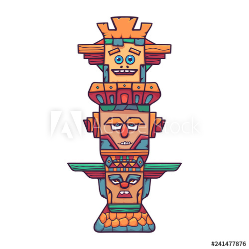 500x500 Colorful Wooden Totem Pole A Wooden Column On A Stone Pedestal