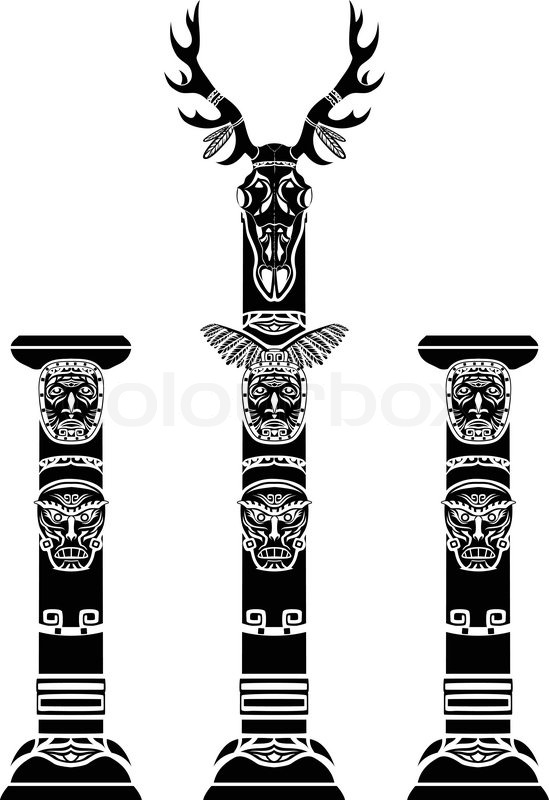 549x800 Totem Pole With A Deer Skull And Stock Vector Colourbox