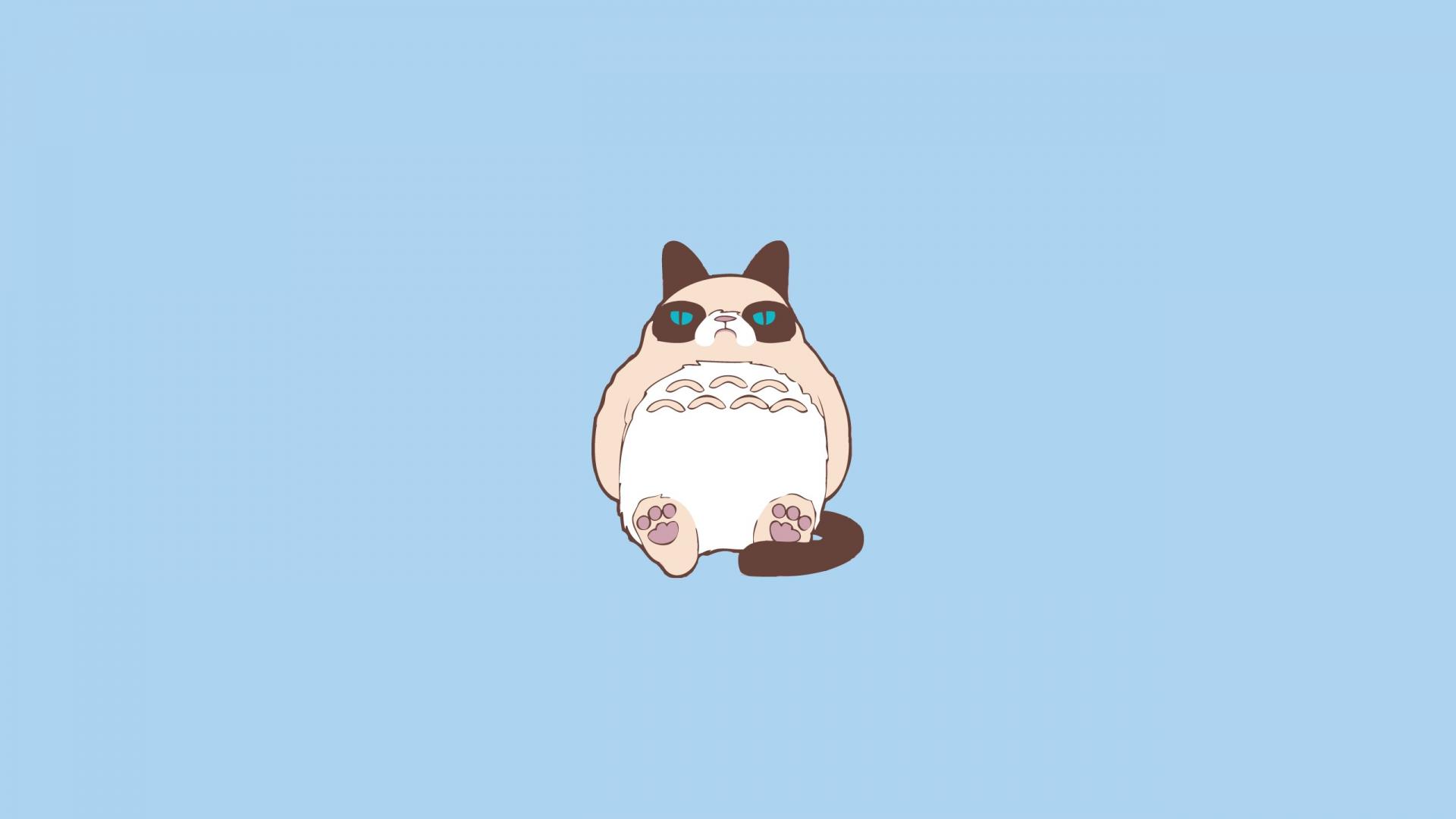 1920x1080 Minimalistic Cats Vector My Neighbour Totoro Tard Wallpaper