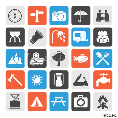 Silhouette Camping And Tourism Icons 500x500 Silhouette Camping And Tourism Icons