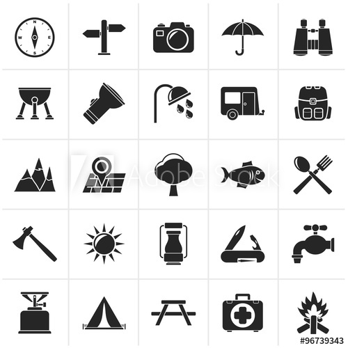 Black Camping And Tourism Icons 500x500 Black Camping And Tourism Icons
