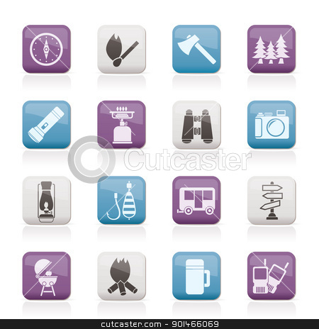 Camping, Travel And Tourism Icons Stock Vector 450x464 Camping, Travel And Tourism Icons Stock Vector