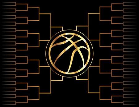 450x348 A Golden Basketball Icon Over A Gold Colored Tournament Bracket
