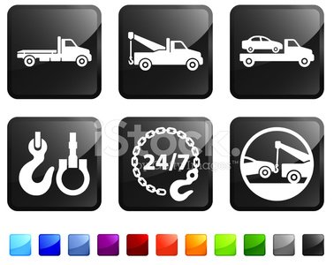 378x300 Car Towing Service And Tow Truck Vector Icon Set Stickers Premium