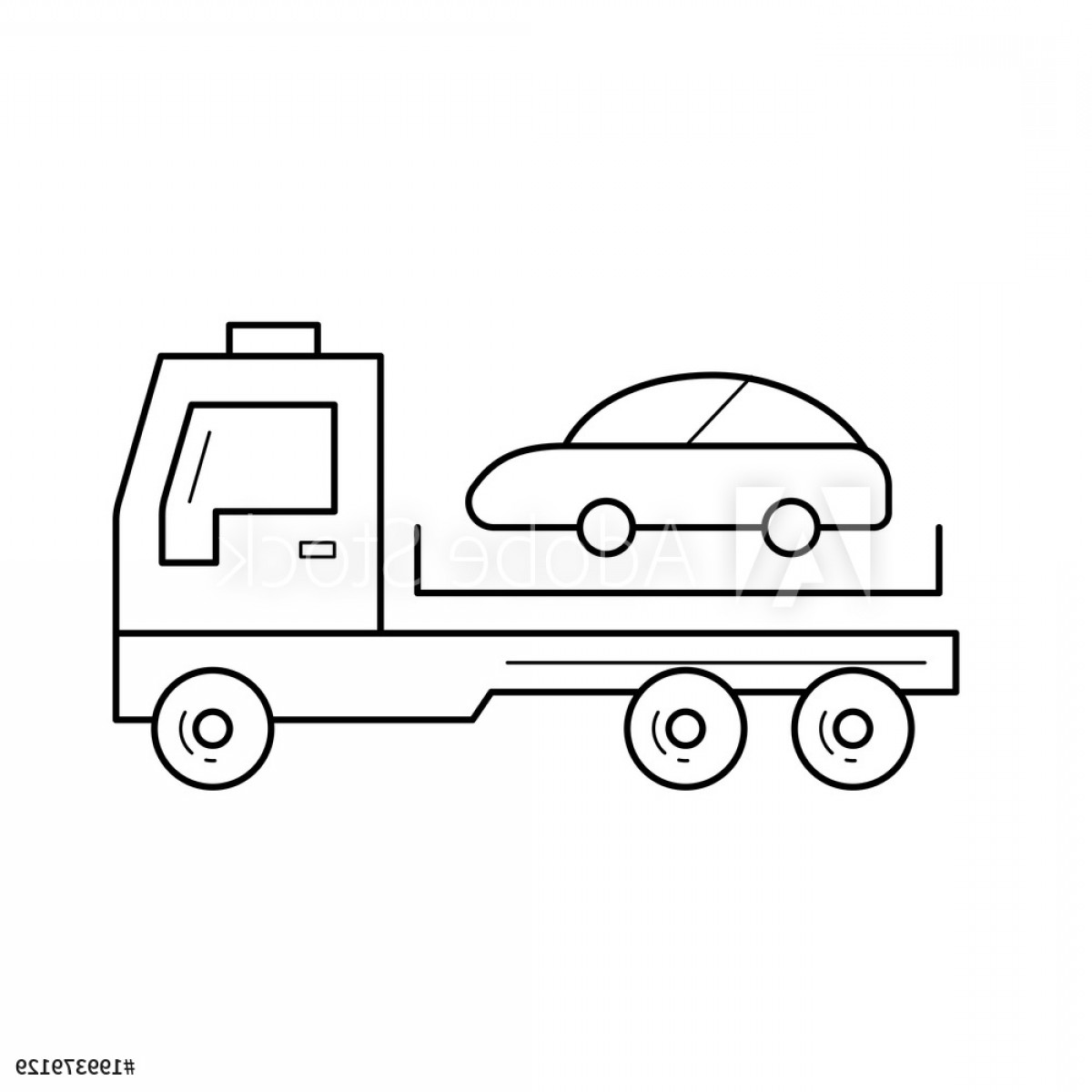 1200x1200 Tow Truck Vector Line Icon Isolated On White Background F Wallkeeper