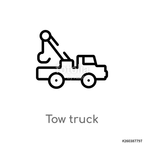 500x500 Outline Tow Truck Vector Icon Isolated Black Simple Line Element