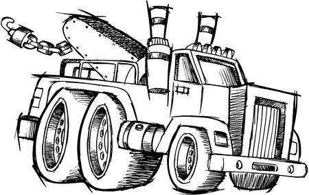 450x284 Doodle Sketchy Tow Truck Vector Illustration Royalty Free Vector