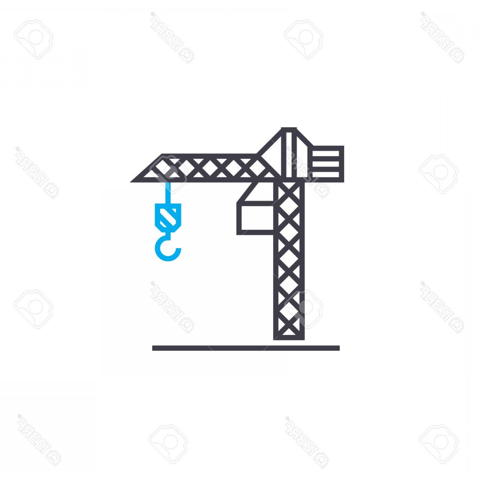1560x1560 Photostock Vector Tower Crane Vector Thin Line Stroke Icon Tower