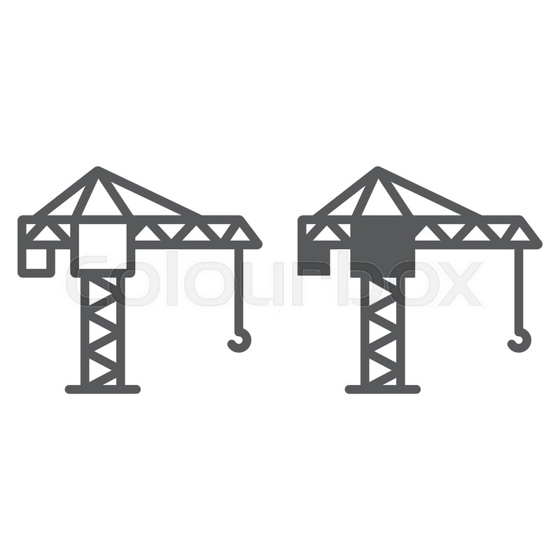 800x800 Tower Crane Line And Glyph Icon, Stock Vector Colourbox