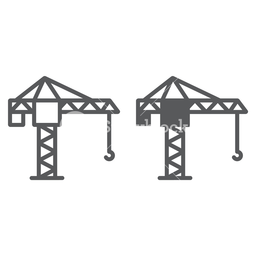 1000x1000 Tower Crane Line And Glyph Icon, Lifting And Building