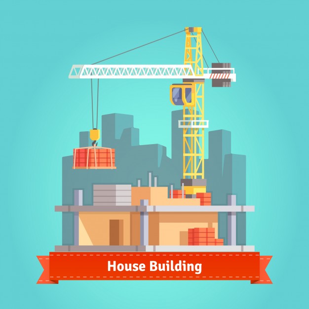 626x626 Building Of Skyscraper House With Tower Crane Vector Free Download