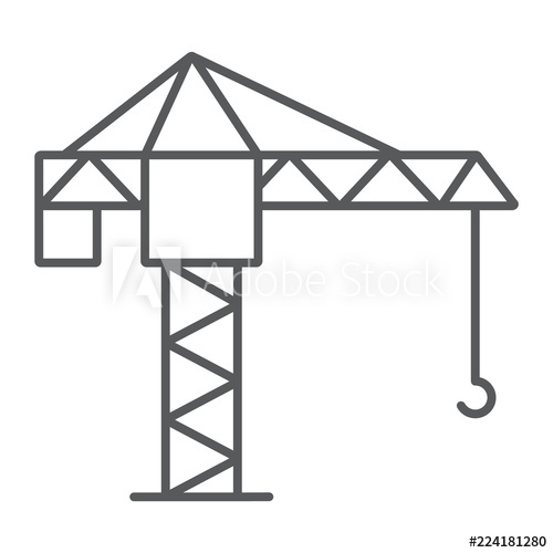 500x500 Tower Crane Thin Line Icon, Lifting And Building, Construction