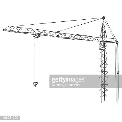 416x416 Vector Sketch Building Tower Crane Stock Vectors