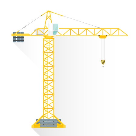 450x450 Vector Yellow Color Flat Design Construction Tower Crane White