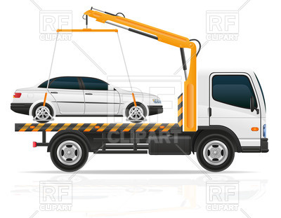 400x311 Tow Truck With Small Sedan Car Vector Image Of Transportation