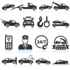 235x235 Towing Truck Black White Royalty Free Vector Icon Set Vector Art
