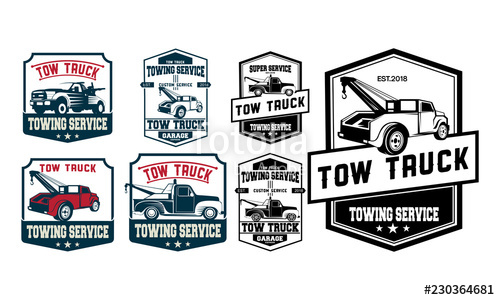 500x300 Vintage Car Tow Truck Emblems, Labels And Design Elements Set