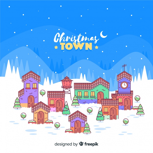 626x626 Flat Christmas Town Background Vector Free Download
