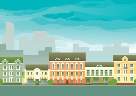 450x318 Real Estate Background Vector Of Houses On Town Street
