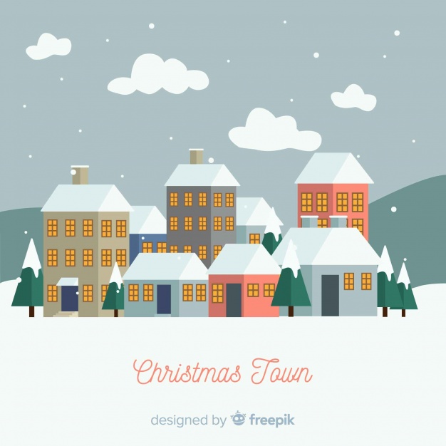 626x626 Christmas Snowing Town Background Vector Free Download