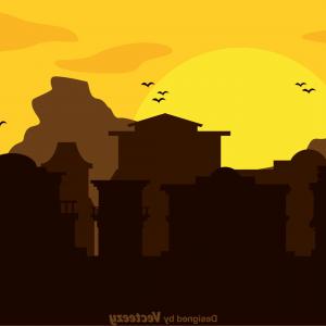 300x300 Old Western Town Silhouette Vector Catchsplace