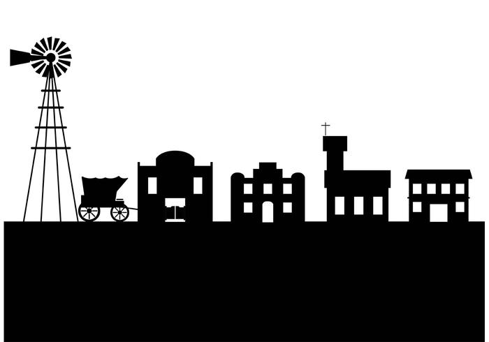 700x490 Old West Town Silhouette