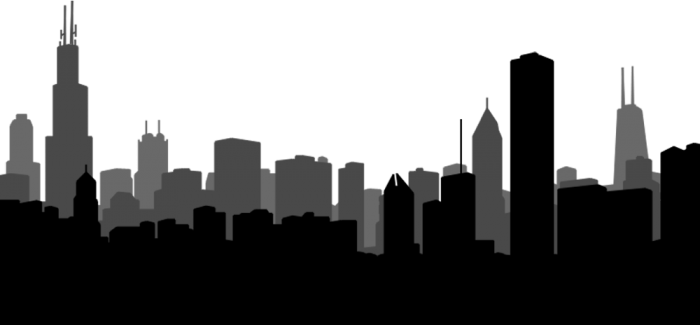 700x325 Town Silhouette Png Vector, Clipart