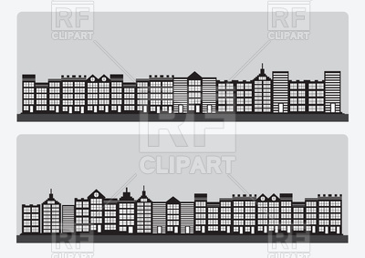 400x283 Town Silhouette Vector Image Of Architecture, Buildings Tumdee