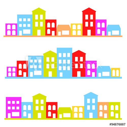 500x500 Town Silhouette Vector Illustration