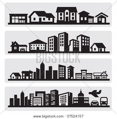 450x459 Small Town Skyline Silhouette
