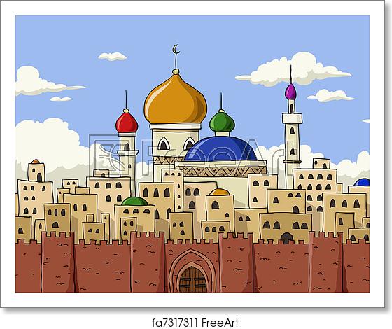 560x470 Free Art Print Of Arabic Town Cartoon Background Of Arab Town