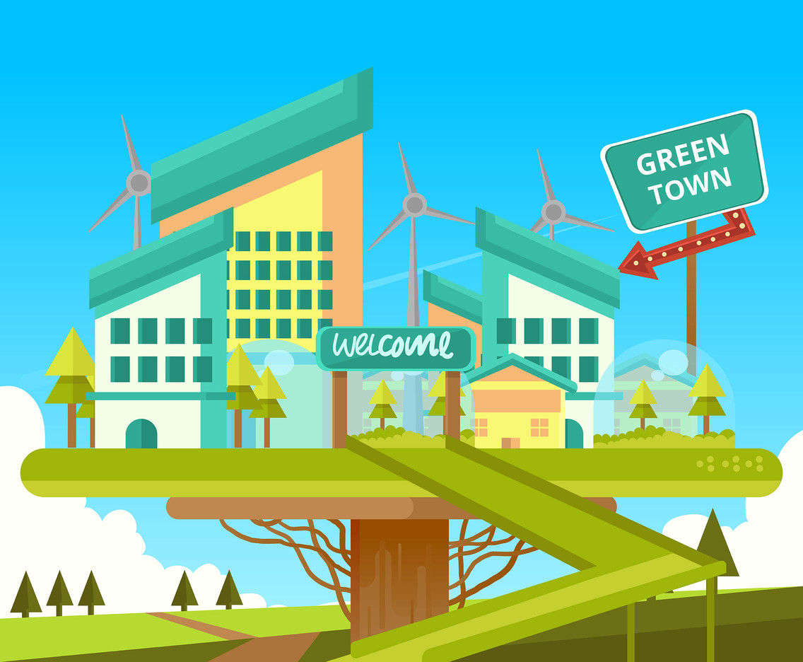 1136x936 Green Energy Town Vector Vector Art Graphics