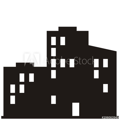 500x500 Panel Houses, Black Silhouette Of Town, Vector Icon