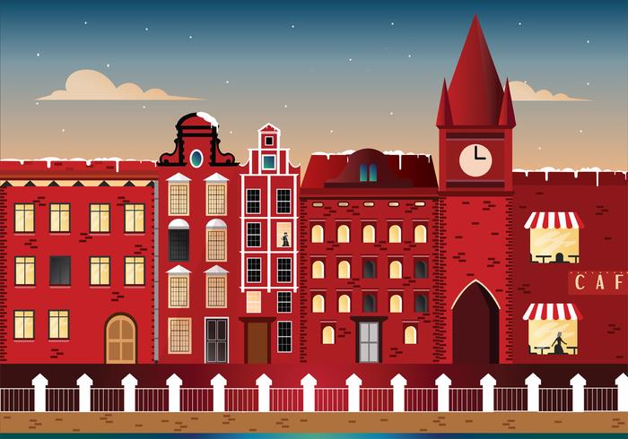 700x490 Prague Town Vector Art