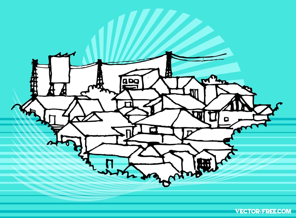 1024x753 Small Town Vector Art Graphics