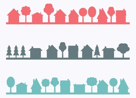 450x324 Small Town Vector Silhouettes With Blank Copy Space Village