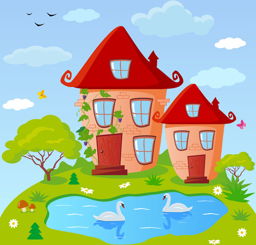 500x478 Cartoon Fairytale Town Vector Free Vector In Encapsulated
